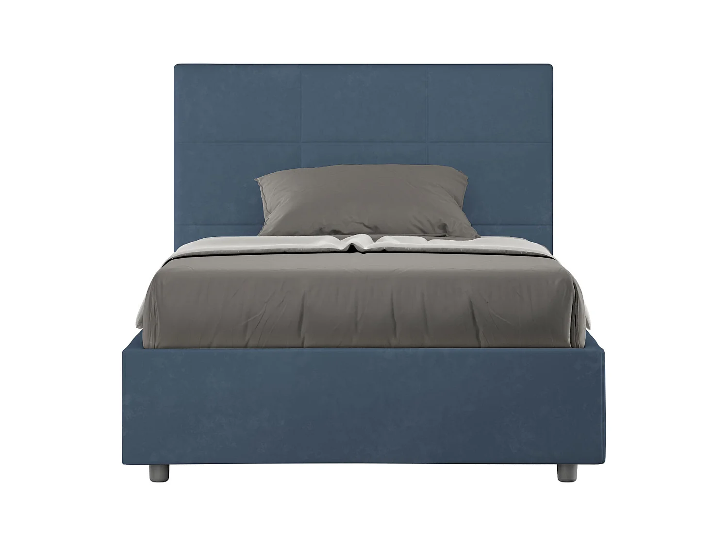 Mika blauw microvezel bed zonder bodem 120x200