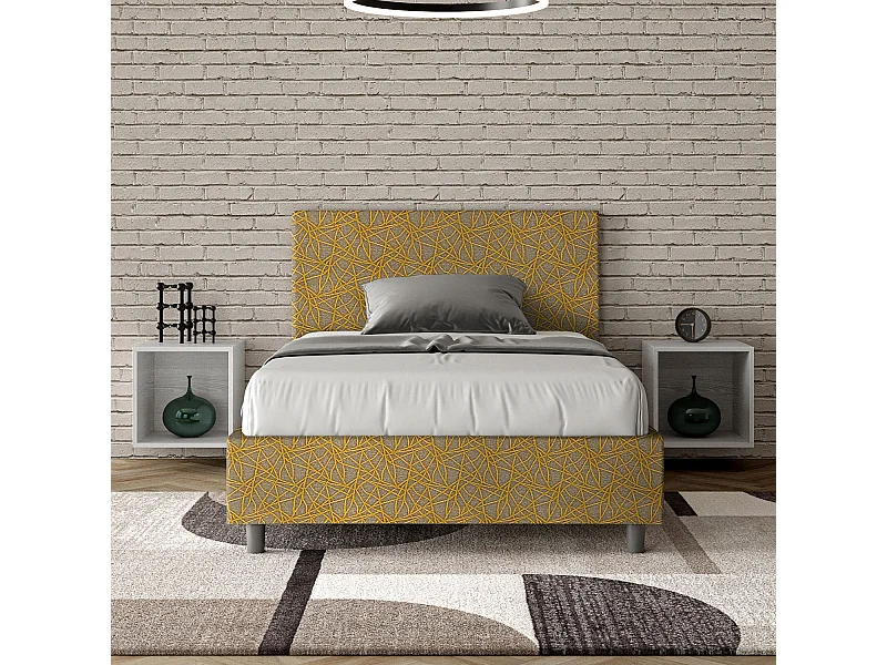 Gestoffeerd bed zonder bedbodem 120x200 stof Era 06 geel Adele