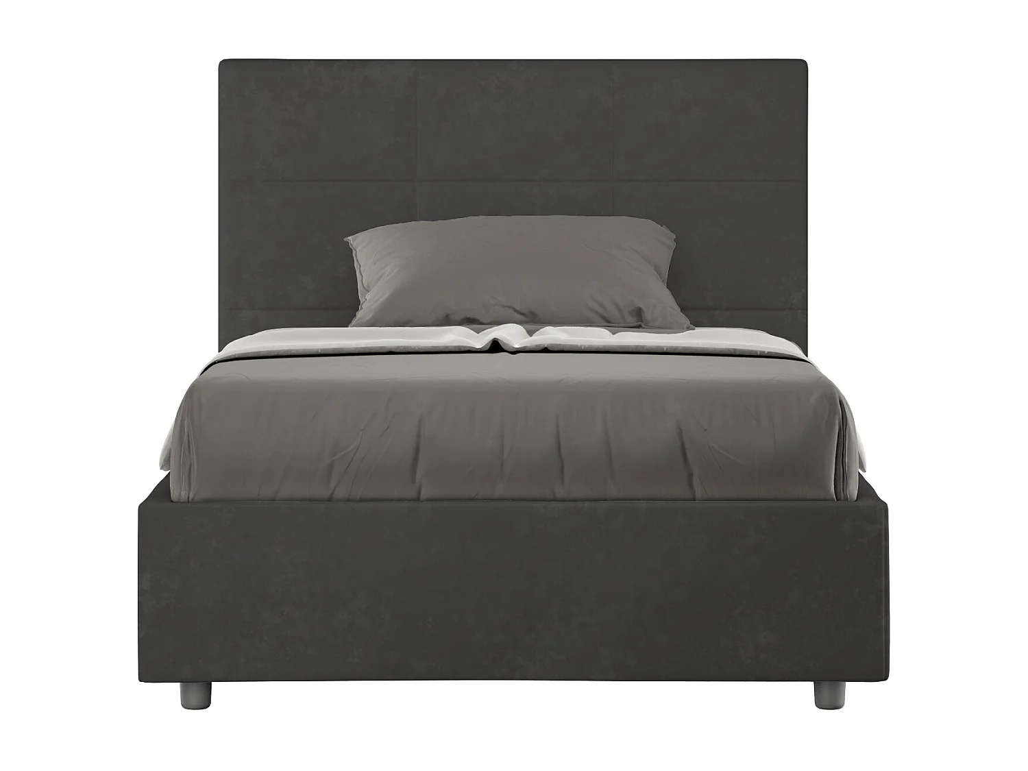 Letto con rete imbottito 120x190 microfibra grigio Mika