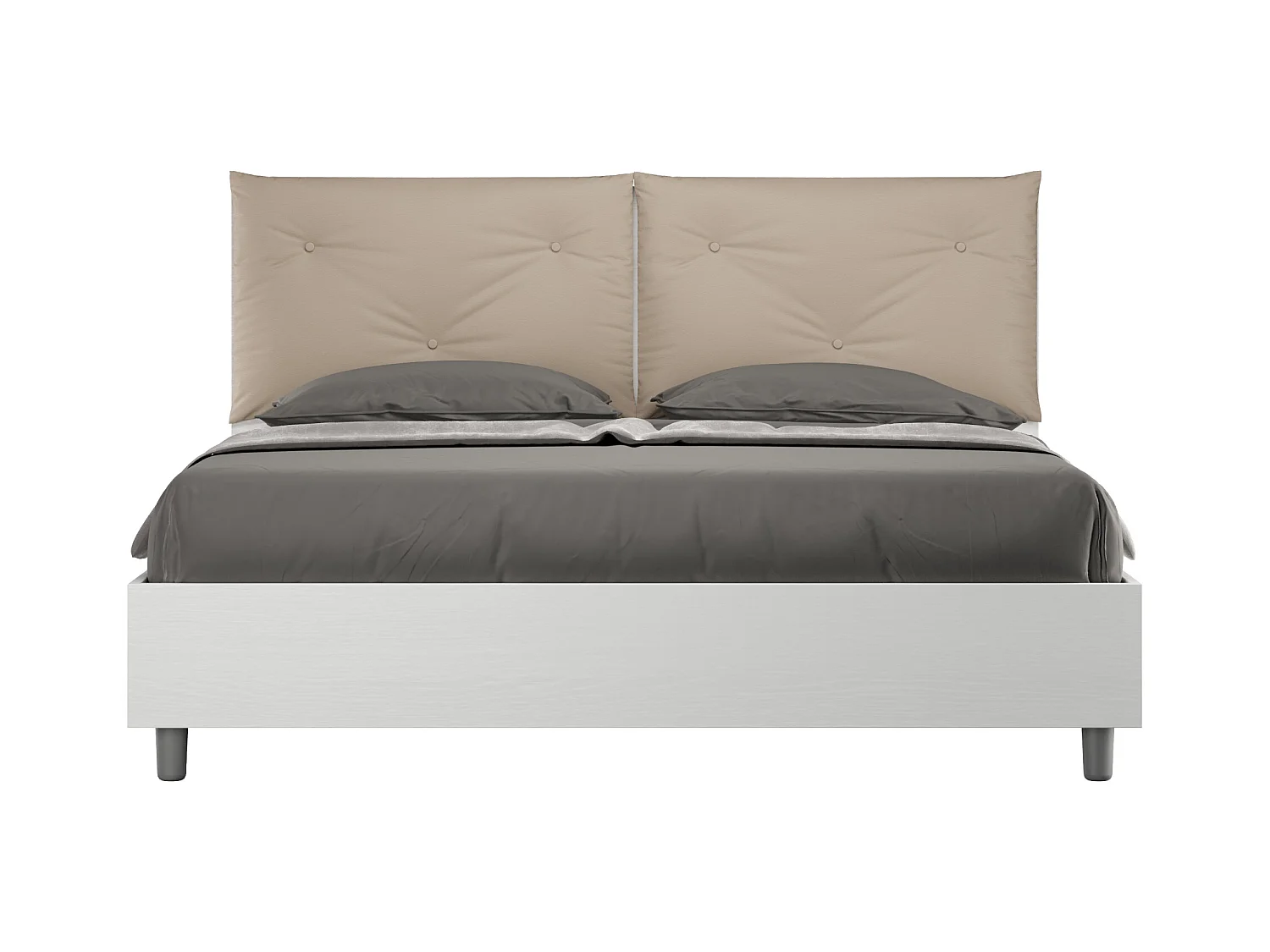 Lit sans sommier 160x200 avec coussins similicuir taupe Egos Appia