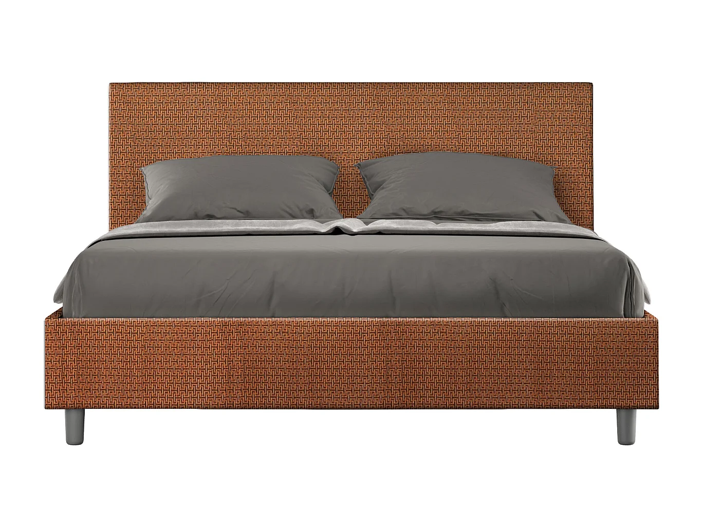 Lit sans sommier rembourré 160x200 tissu Labirinto 04 orange Adele