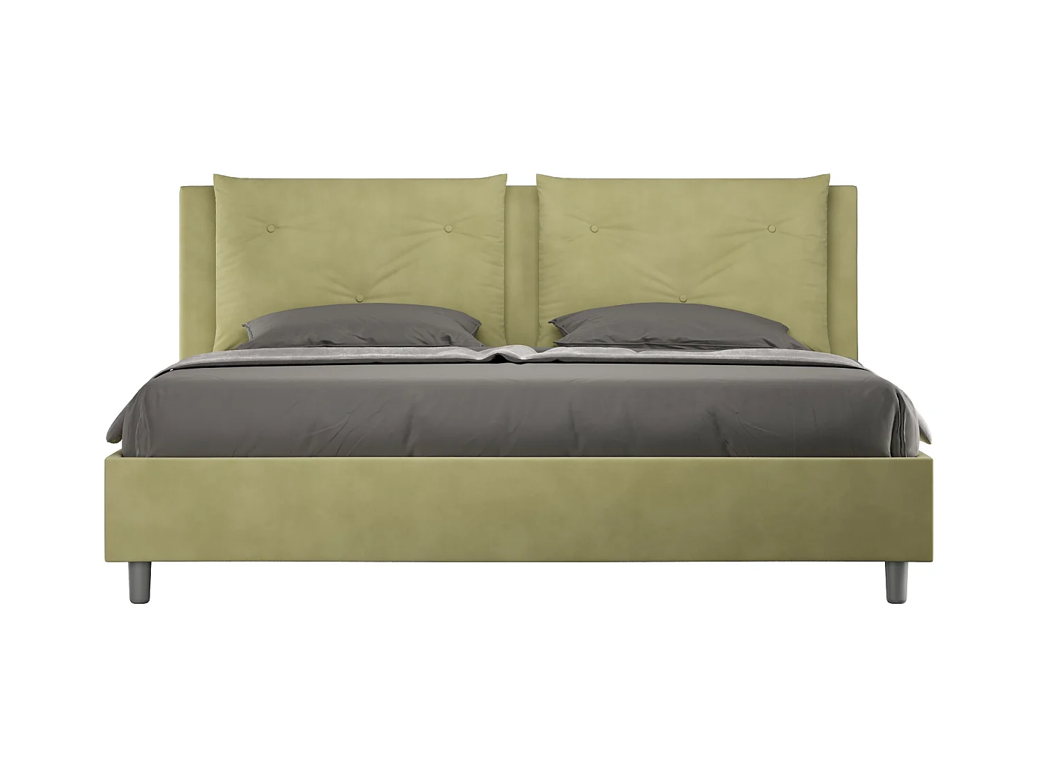 Letto senza rete imbottito 180x210 microfibra tè verde Appia