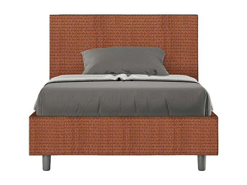 Letto senza rete imbottito 120x200 tessuto Labirinto 04 arancio Adele