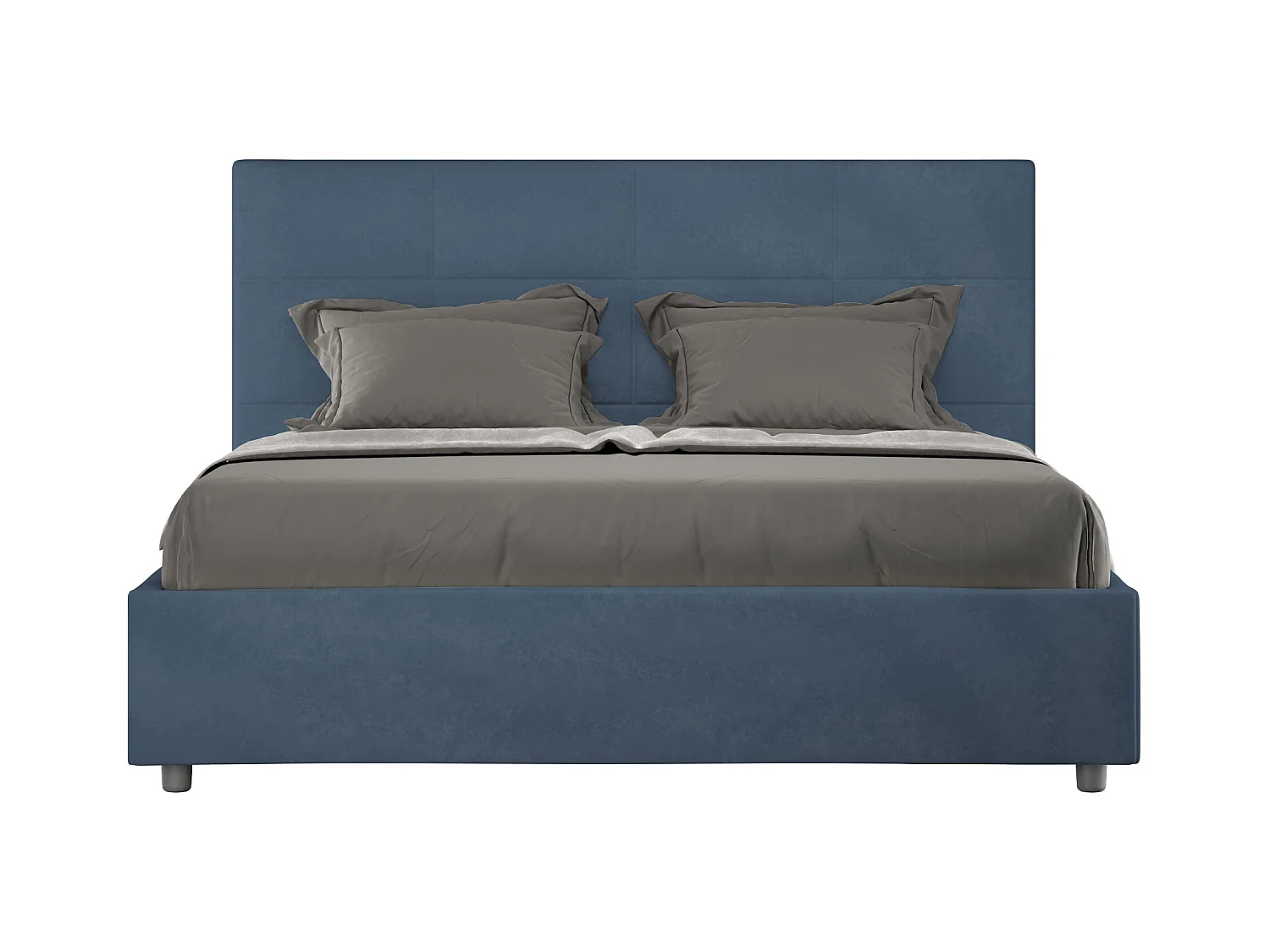 Lit sans sommier rembourré 160x210 microfibre bleu Mika