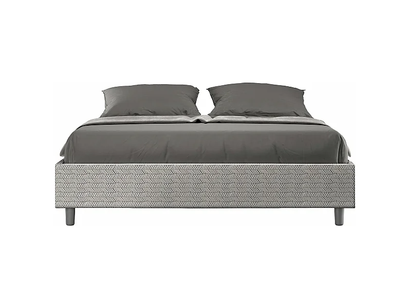 Cama sommier sin somier acolchado 160x200 Aragona 1 tela Azelia blanco