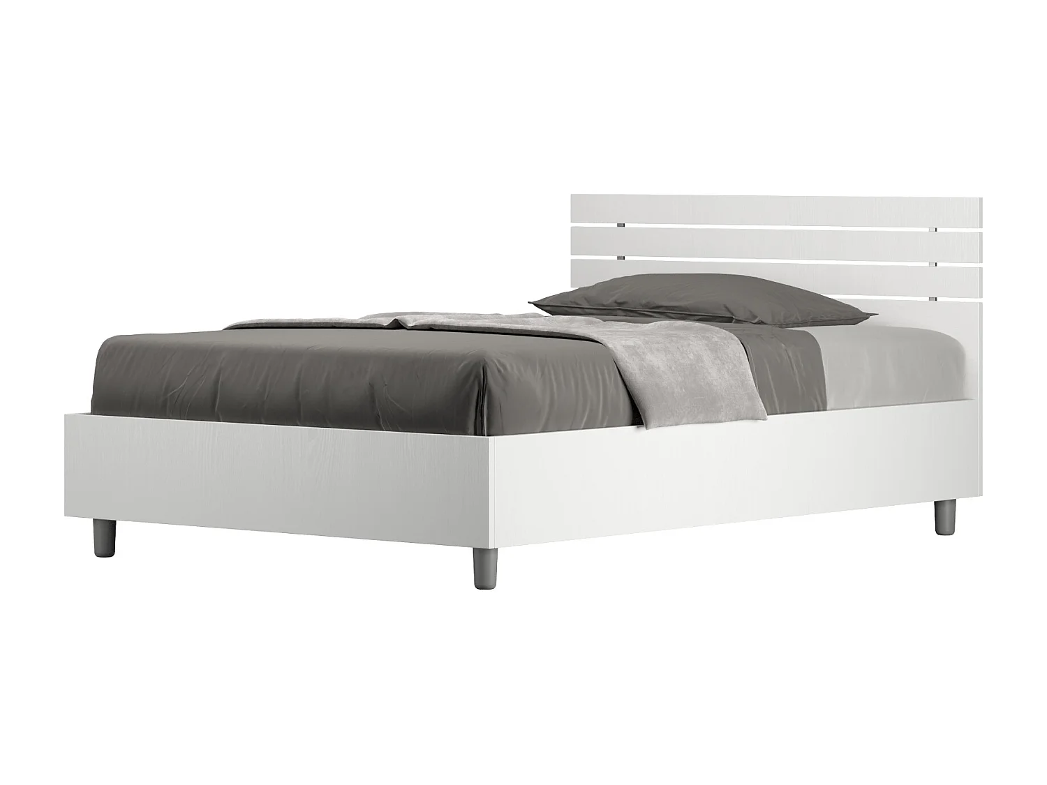 Bett mit Lattenrost 120x200, geradem Kopfteil mit Ankel-Latten aus weißer Esche