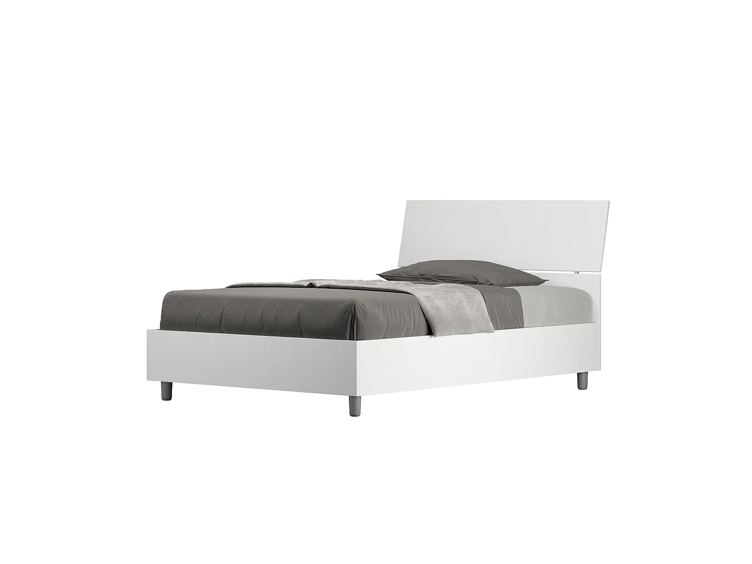 Lit 1 place et demi sans sommier 120x200 tête de lit inclinée frêne blanc Demas