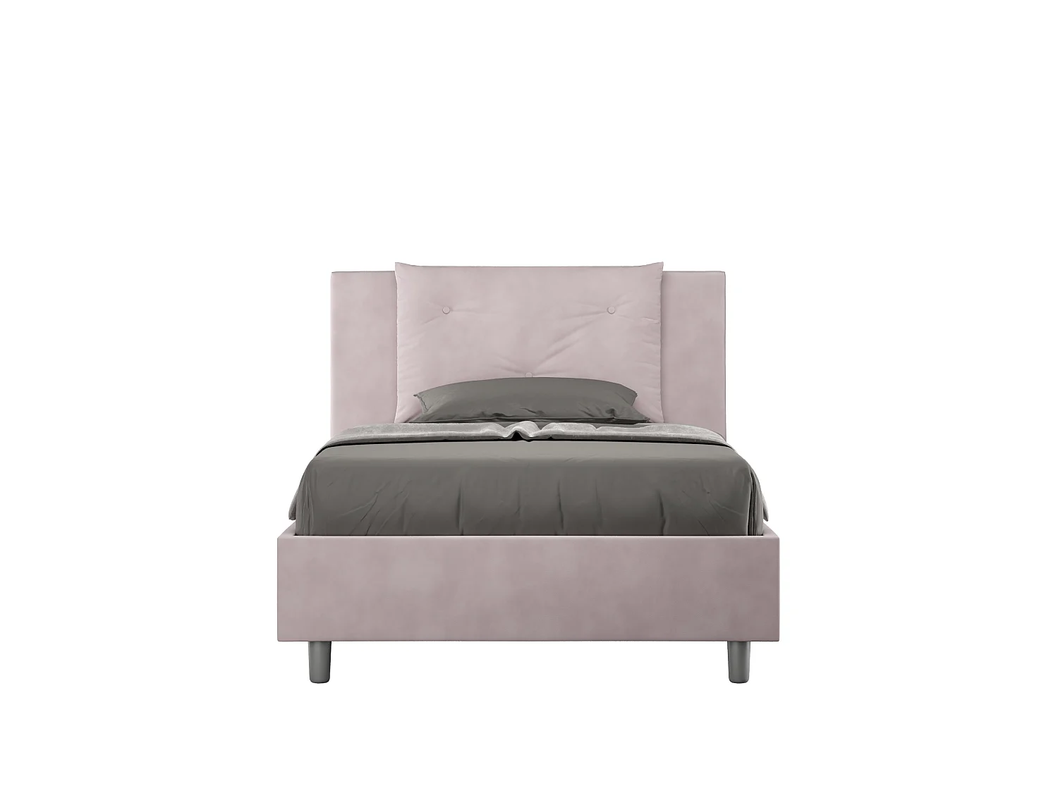 Cama de una plaza y medio con somier acolchada 120x210 microfibra lila Appia