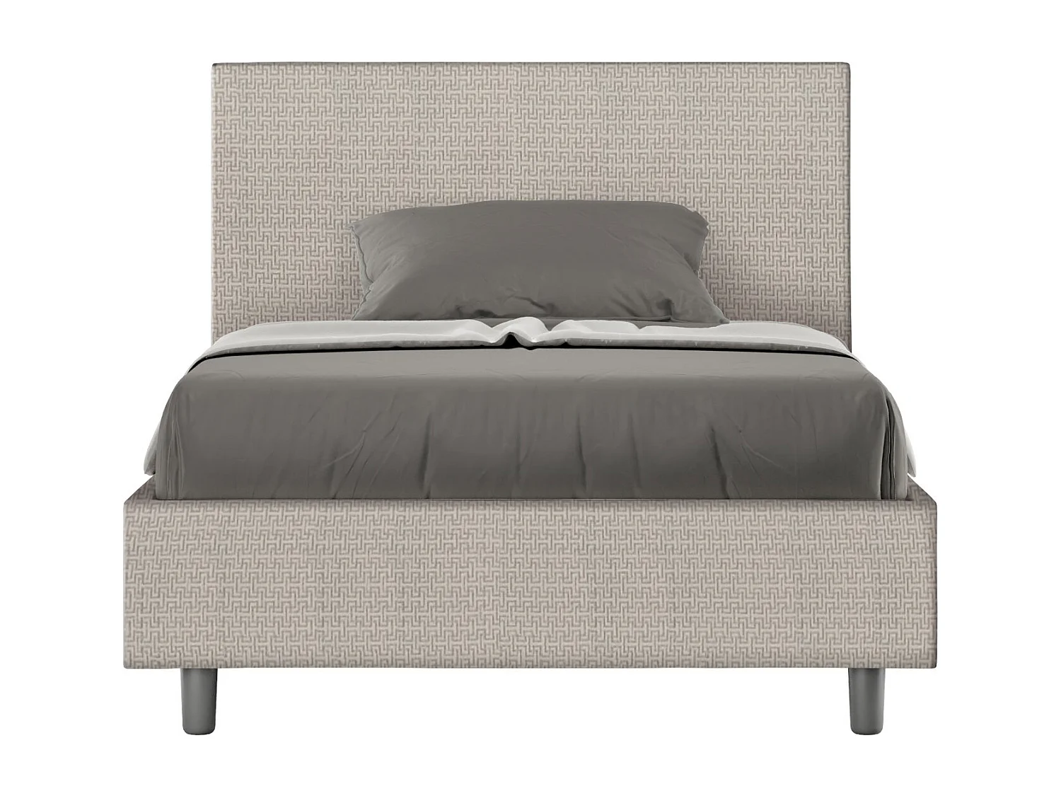 Lit 1 place et demi avec sommier rembourré 120x200 tissu Labirinto 1 blanc Adele