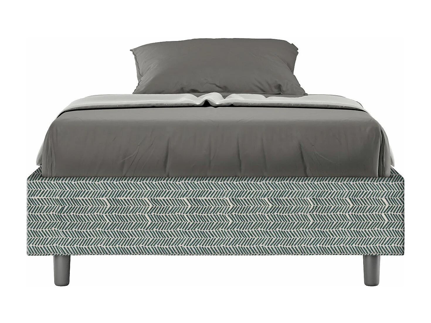 Letto Sommier senza rete imbottito 120x190 tessuto Aragona 7 azzurro Azelia