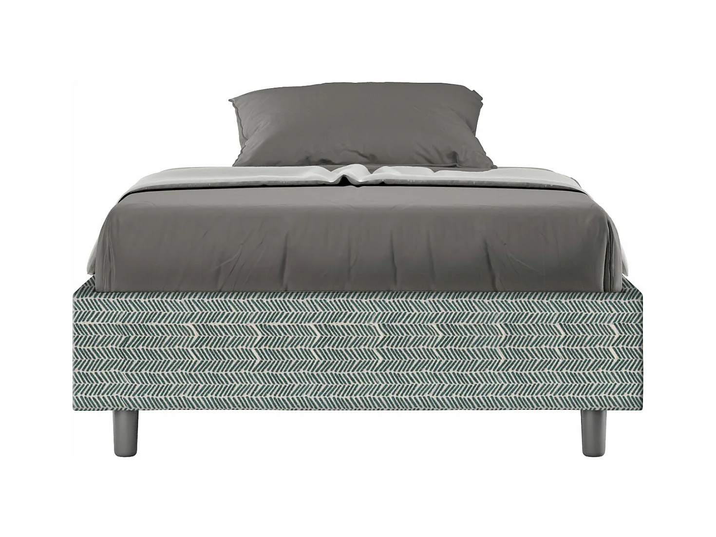 Cadre de lit 1 place et demi sans sommier rembourré 120x190 tissu Aragona 7 bleu clair Azelia