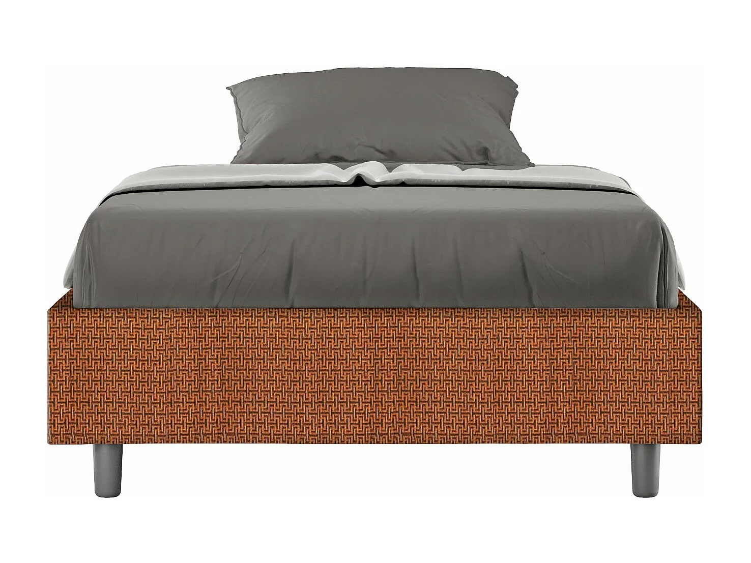 Cadre de lit 1 place et demi sans sommier rembourré 120x190 tissu Labirinto 4 orange Azelia