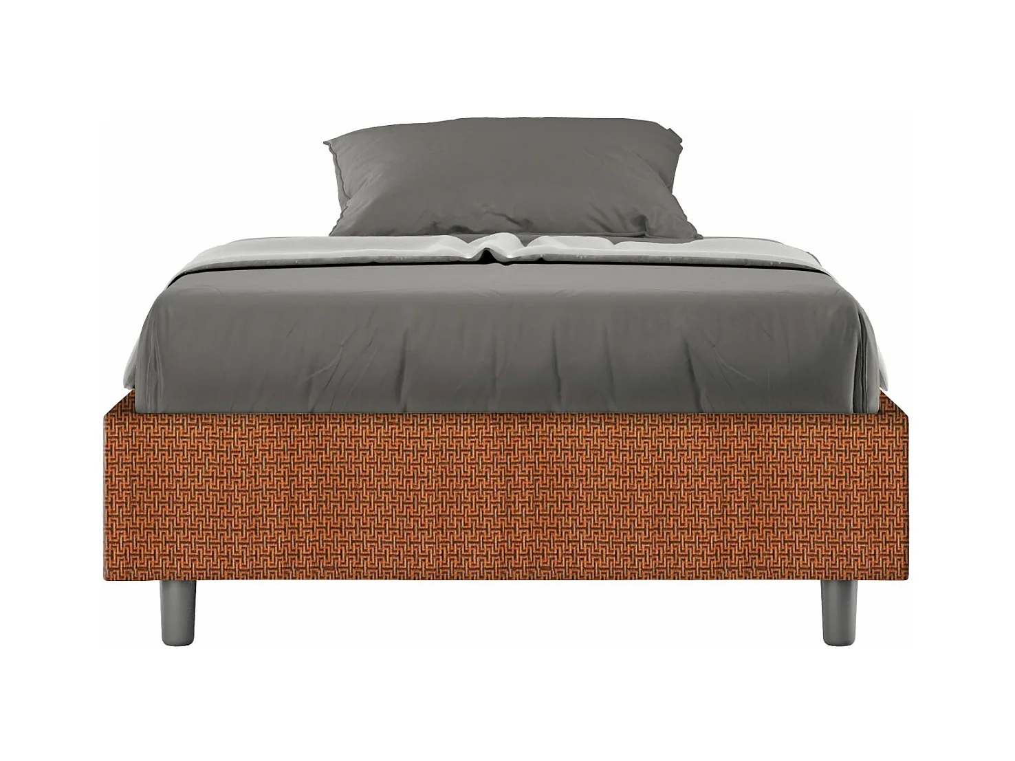 Sommier-Bett ohne gepolsterte Basis 120x190 Labirinto 04 orangefarbener Azelia-Stoff