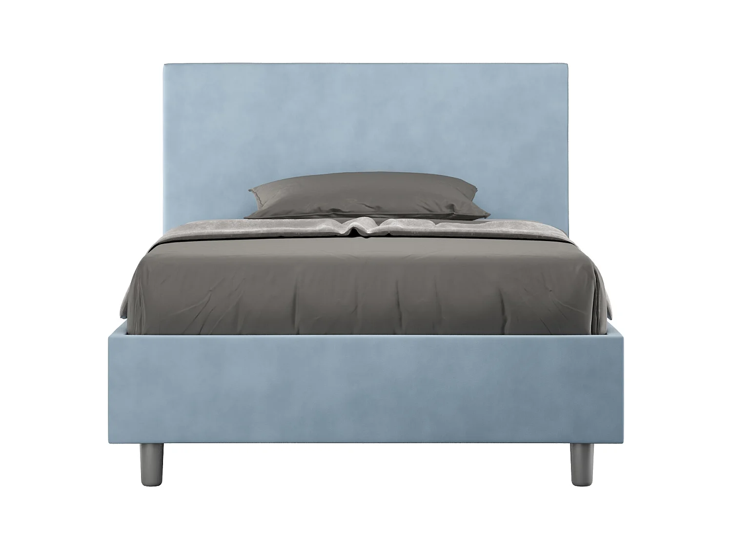Lit 1 place et demi sans sommier rembourré 120x190 microfibre bleu clair Adele