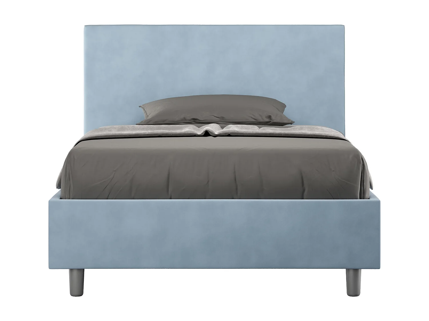 Letto una piazza e mezza senza rete imbottito 120x190 microfibra azzurro Adele