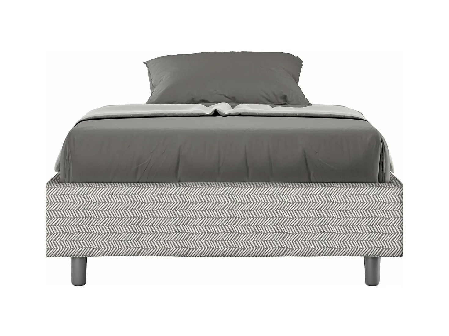 Cadre de lit 1 place et demi avec sommier rembourré 120x190 tissu Aragona 1 blanc Azelia