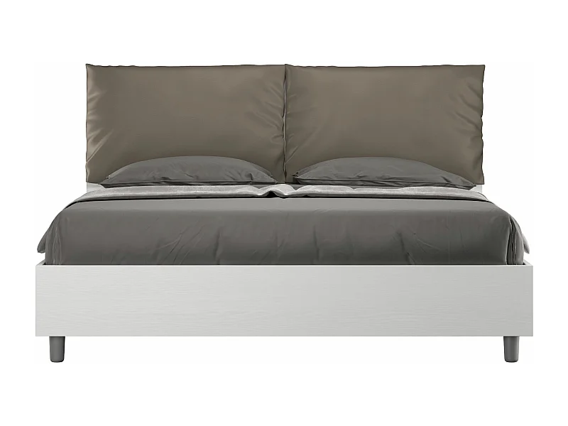 Lit avec sommier 160x200 avec coussins similicuir cappuccino Egos Antea