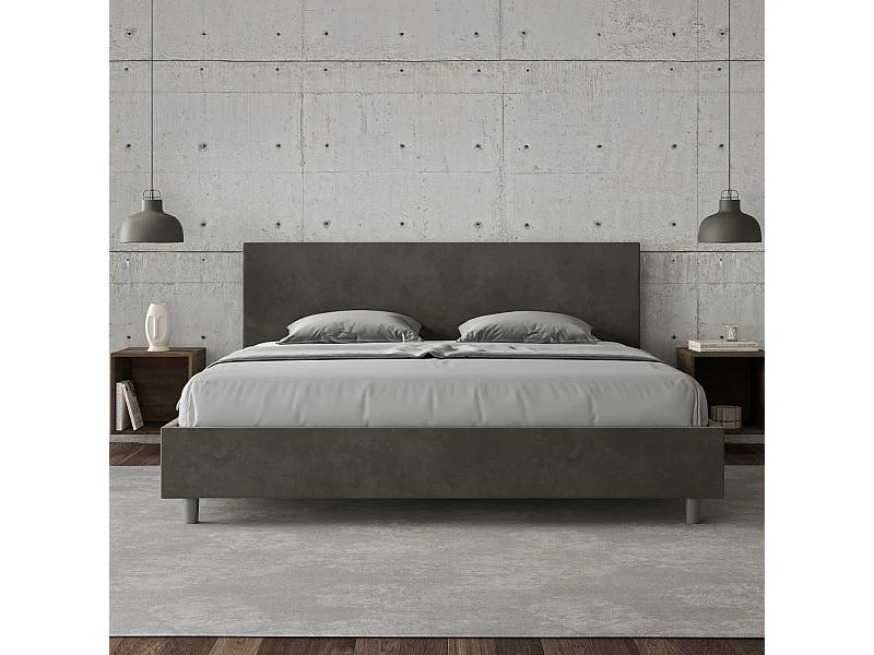 Gestoffeerd Bed 180x200 met lattenbodem microvezel grijs Adele