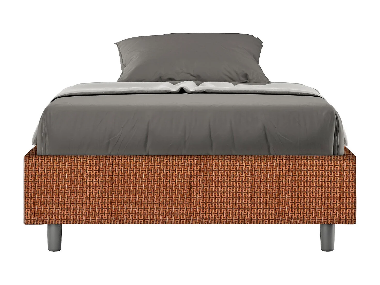 Cadre de lit 1 place et demi sans sommier rembourré 120x200 tissu Labirinto 4 orange Azelia