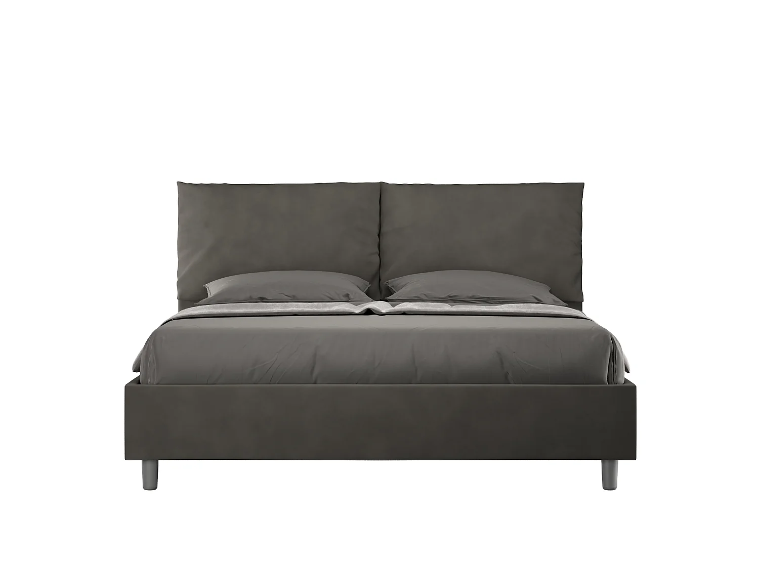 Lit sans sommier rembourré 160x200 microfibre gris Antea