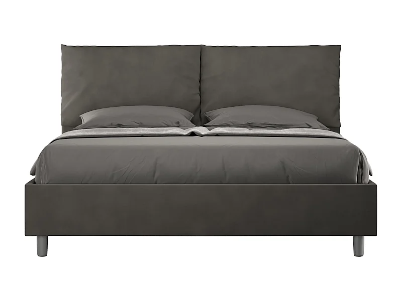 Lit sans sommier rembourré 160x200 microfibre gris Antea