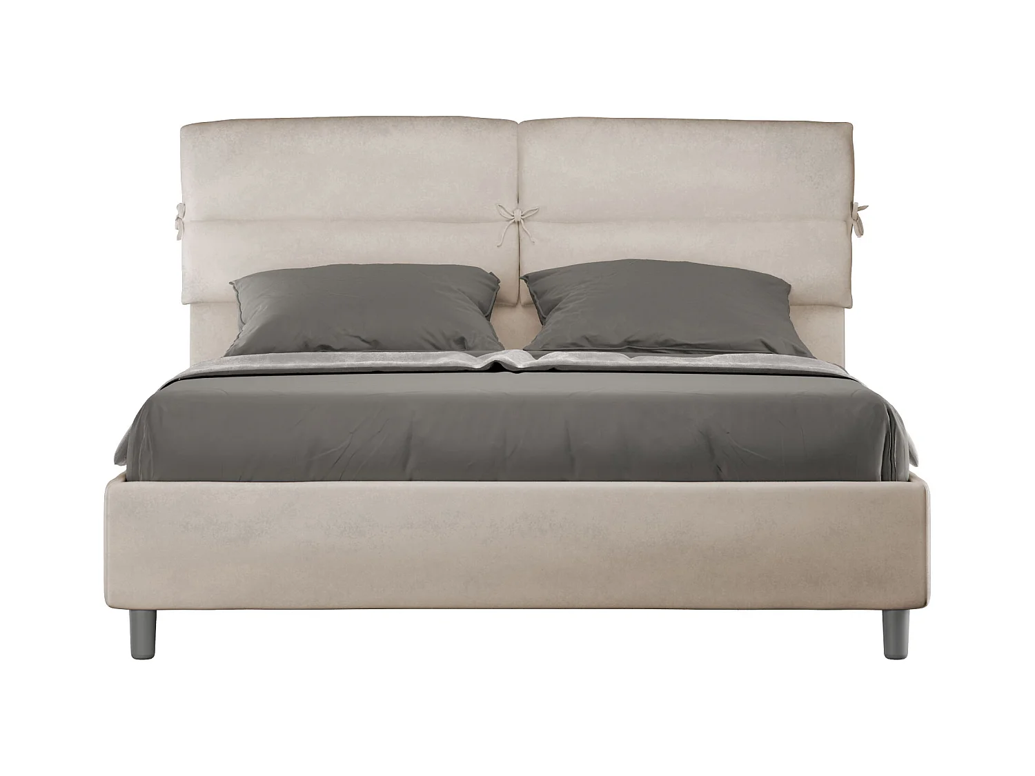 Lit sans sommier rembourré 160x210 microfibre sable Nandy