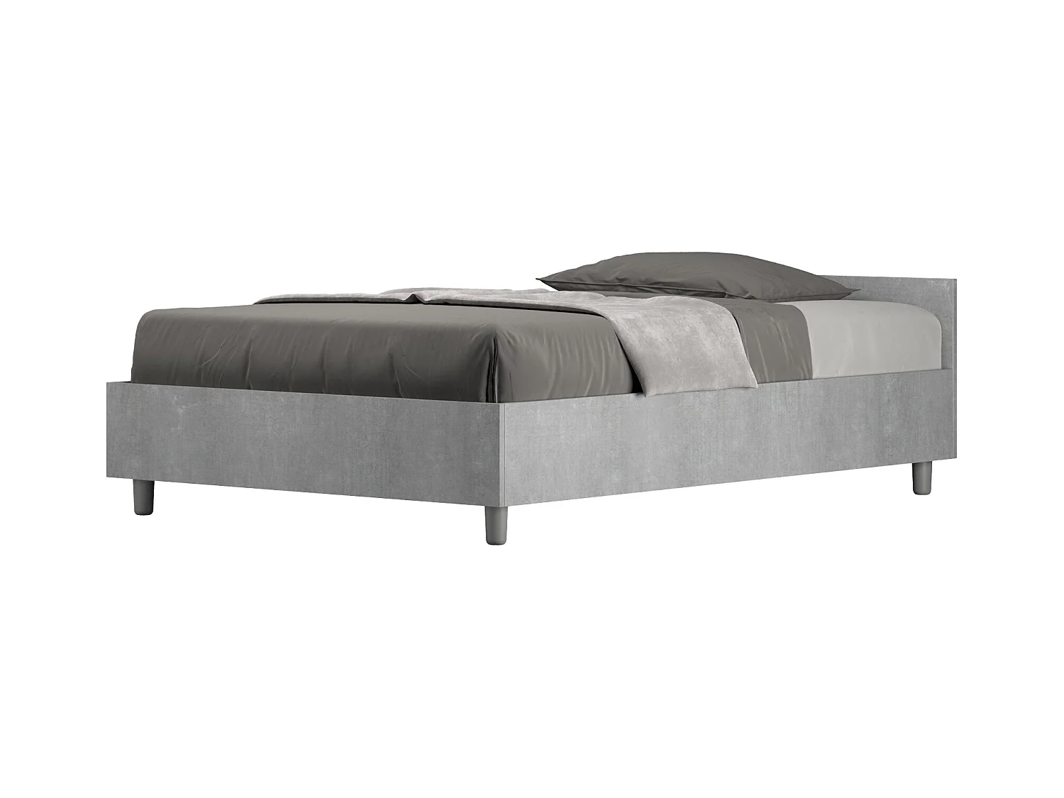 Lit 1 place et demi sans sommier 120x200 gris béton Nuamo
