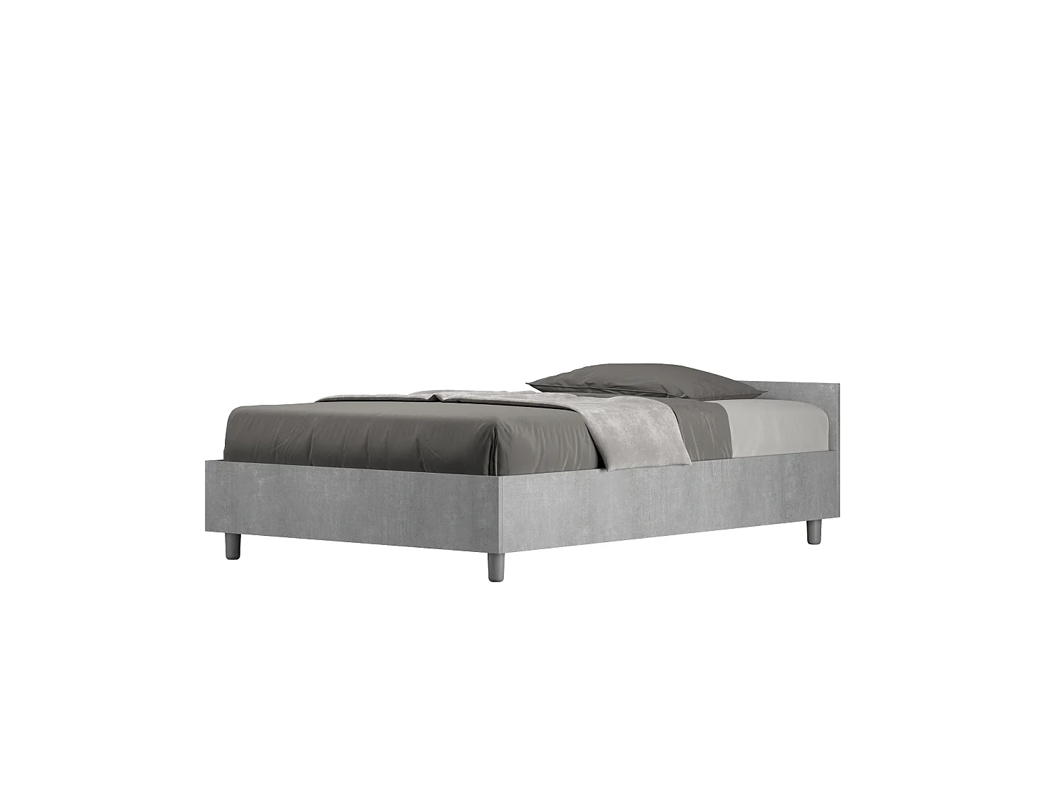 Letto una piazza e mezza senza rete 120x200 cemento Nuamo