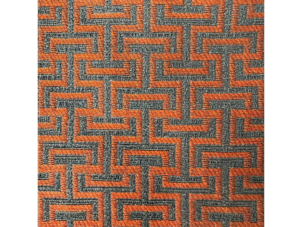 Lit 1 place et demi sans sommier rembourré 120x190 tissu Labirinto 4 orange Adele