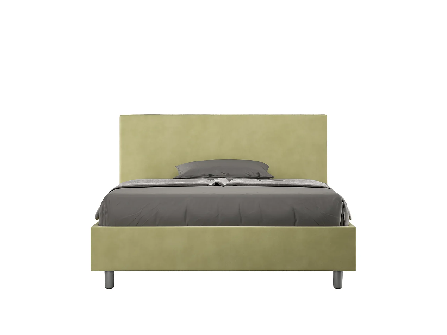 Lit double sans sommier rembourré 140x190 microfibre vert Adele