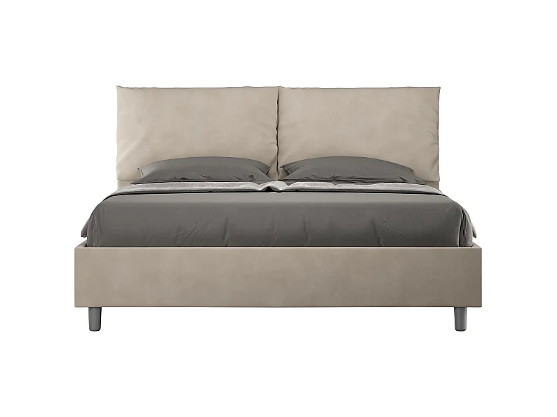 Cama Antea con base acolchada 160x210 en microfibra arena