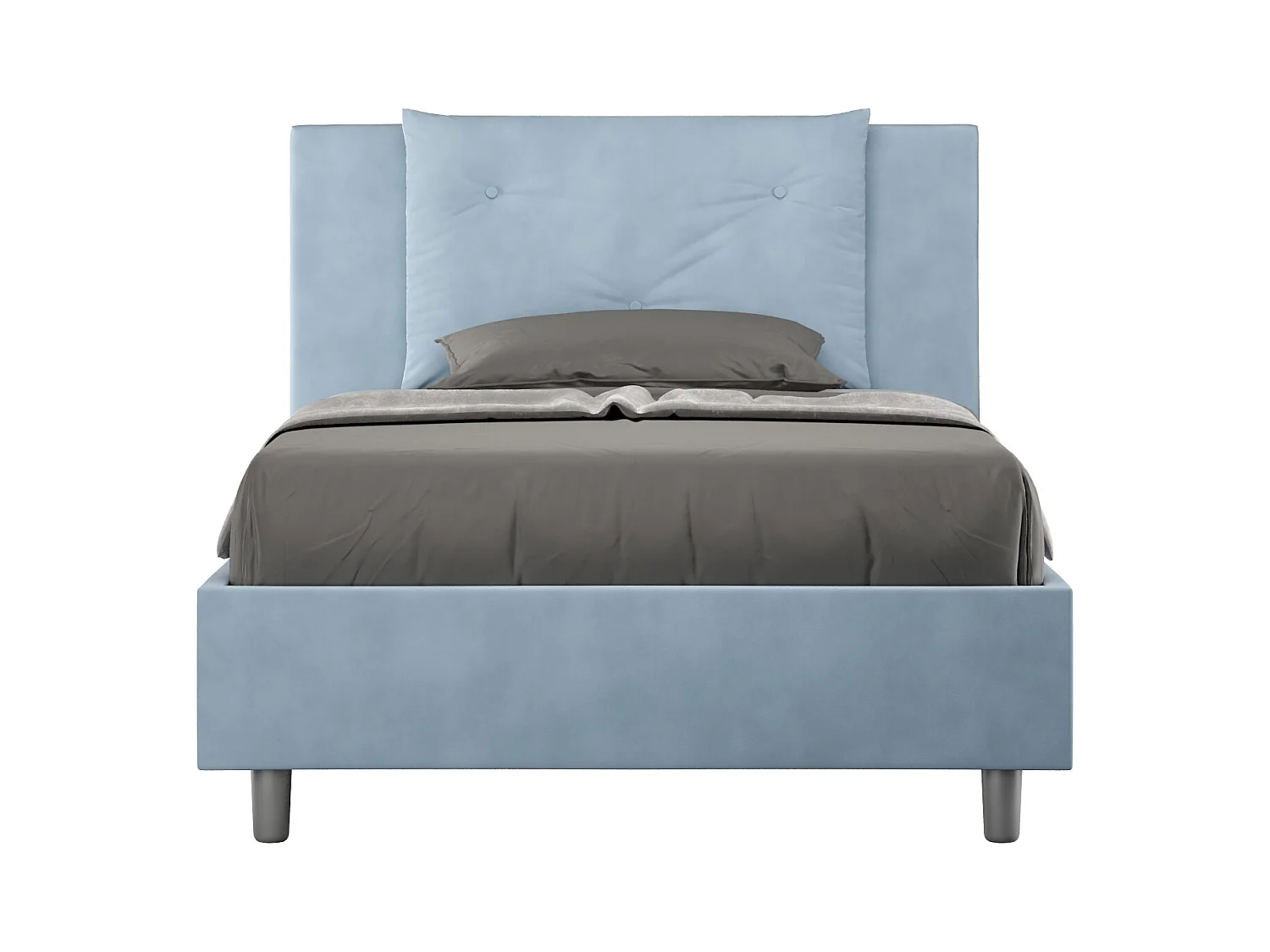 Appia gestoffeerd bed zonder bedbodem in lichtblauwe microvezel 120x210