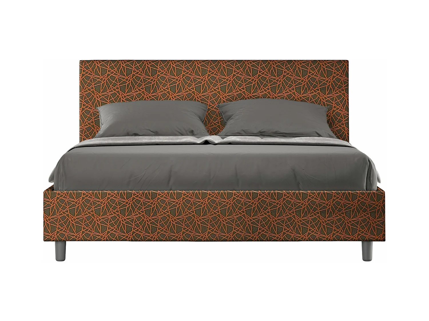 Gestoffeerd bed zonder bedbodem 160x210 in Adele Era 04 oranje stof