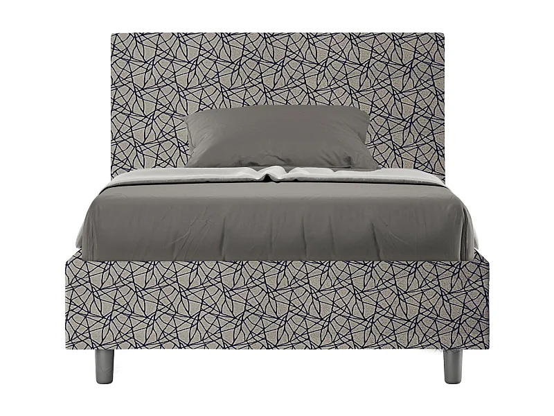 Lit 1 place et demi avec sommier rembourré 120x210 tissu Era 9 bleu Adele