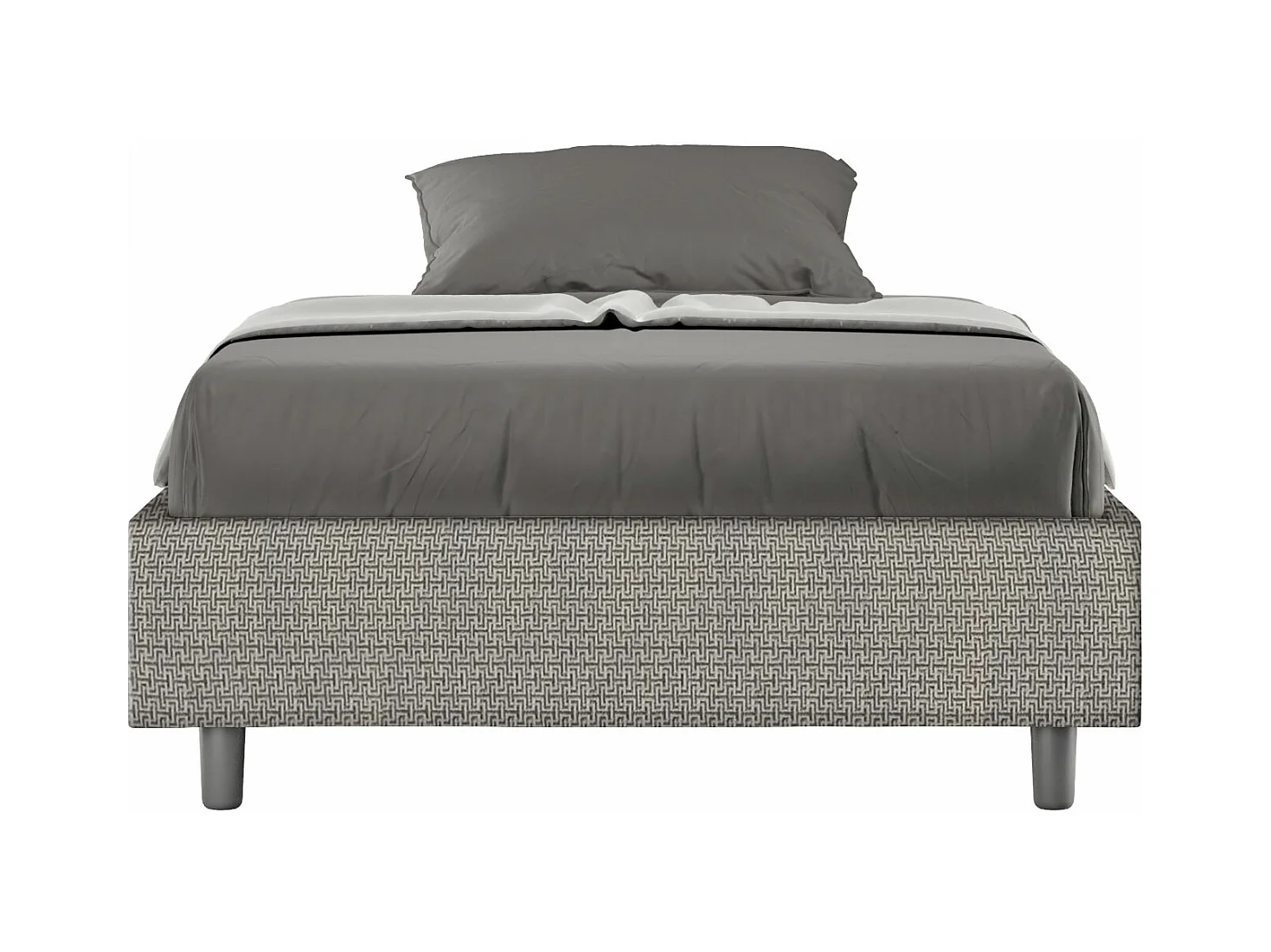 Cadre de lit 1 place et demi sans sommier rembourré 120x190 tissu Labirinto 2 gris Azelia