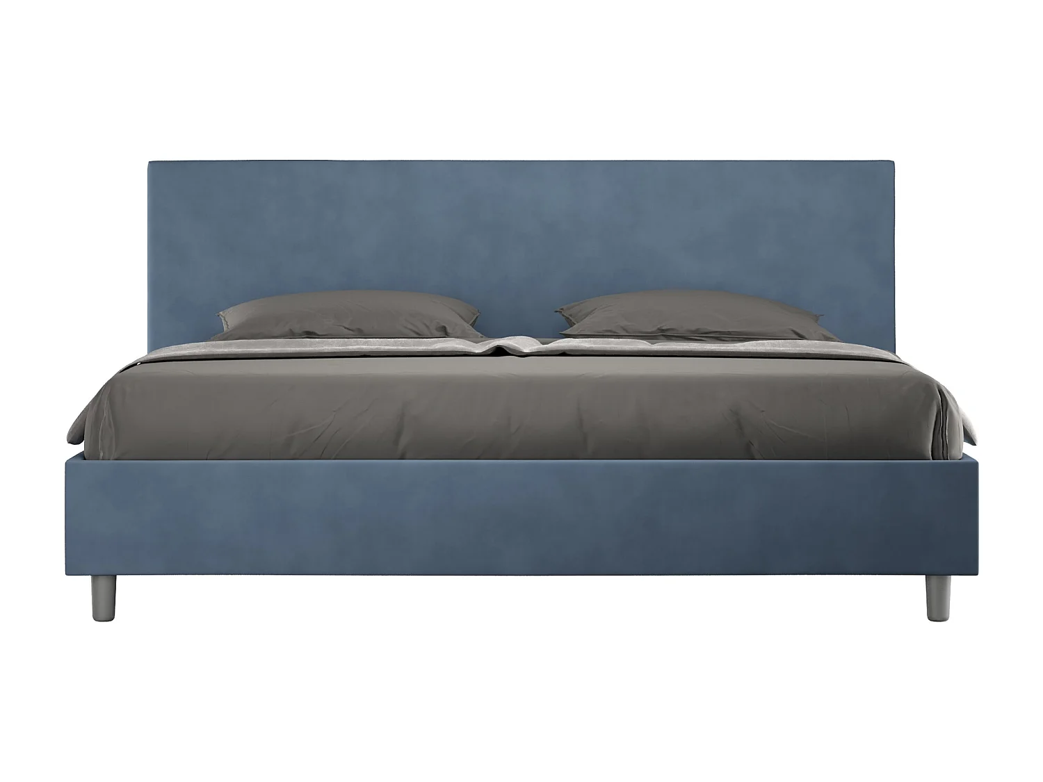 Letto con rete imbottito 180x210 microfibra blu Adele