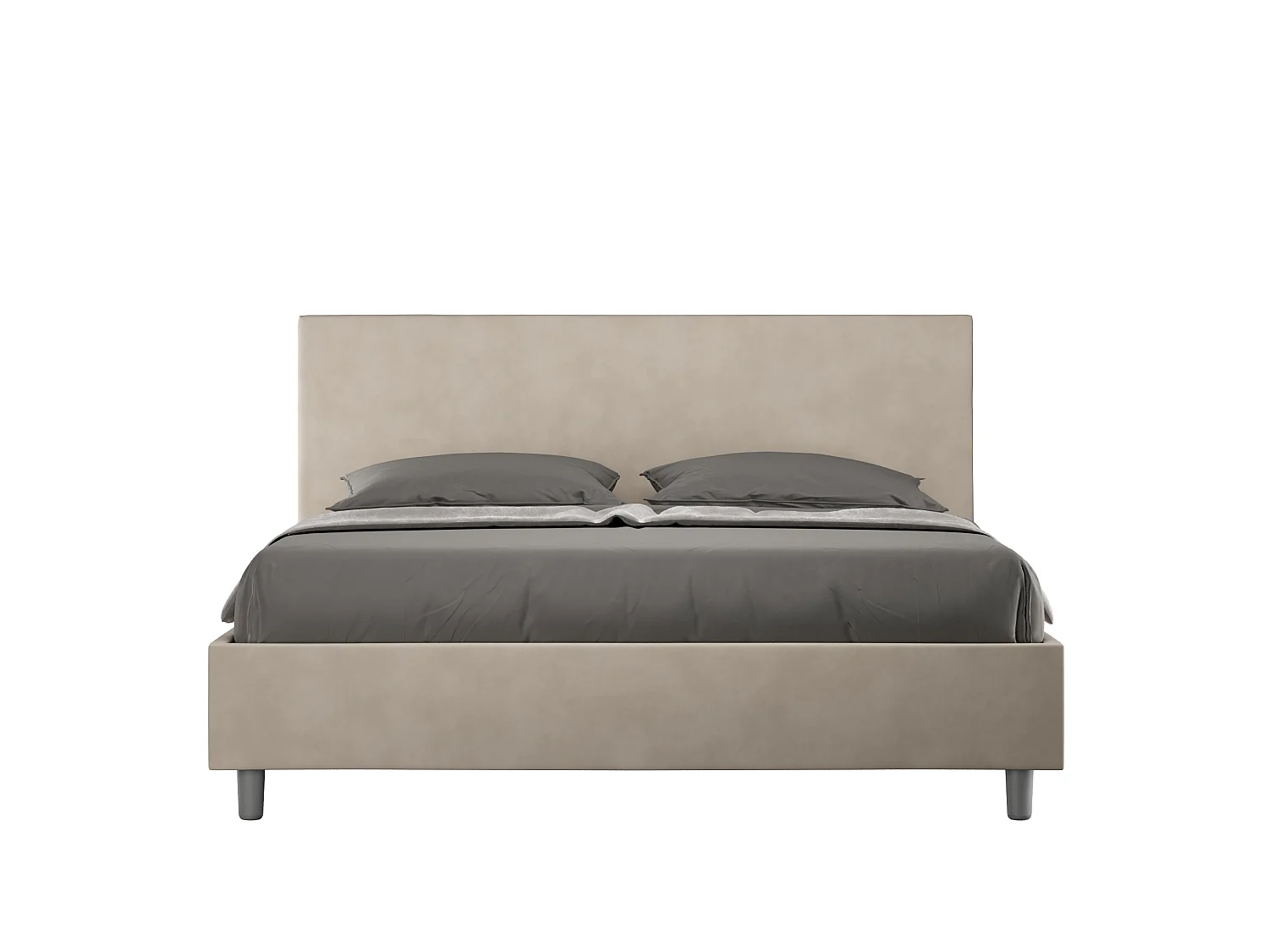 Lit sans sommier rembourré 160x210 microfibre sable Adele