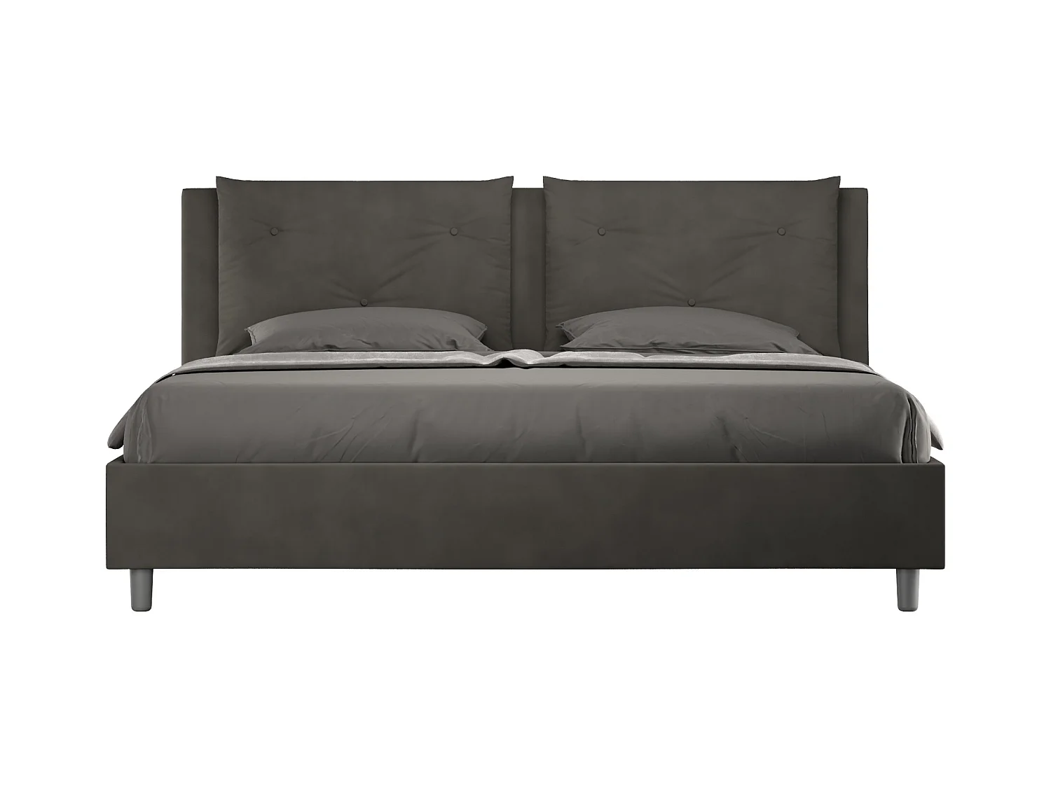 Lit sans sommier rembourré 180x210 microfibre gris Appia