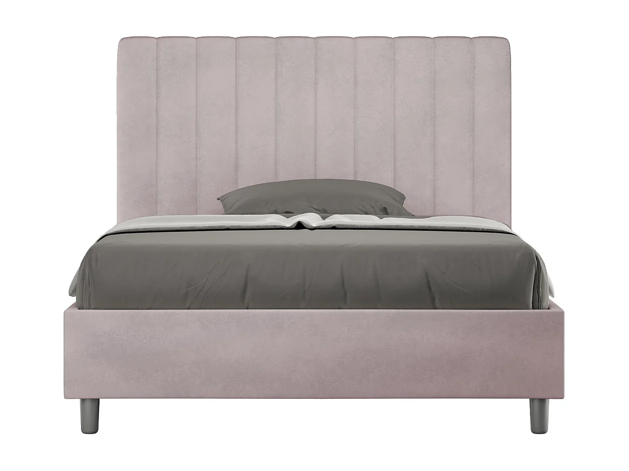 Lit 1 place et demi avec sommier rembourré 120x210 microfibre lilas Agueda