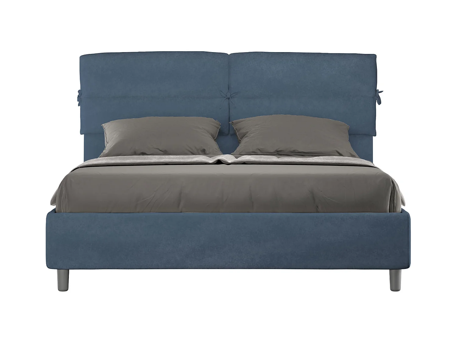 Lit sans sommier rembourré 160x210 microfibre bleu Nandy