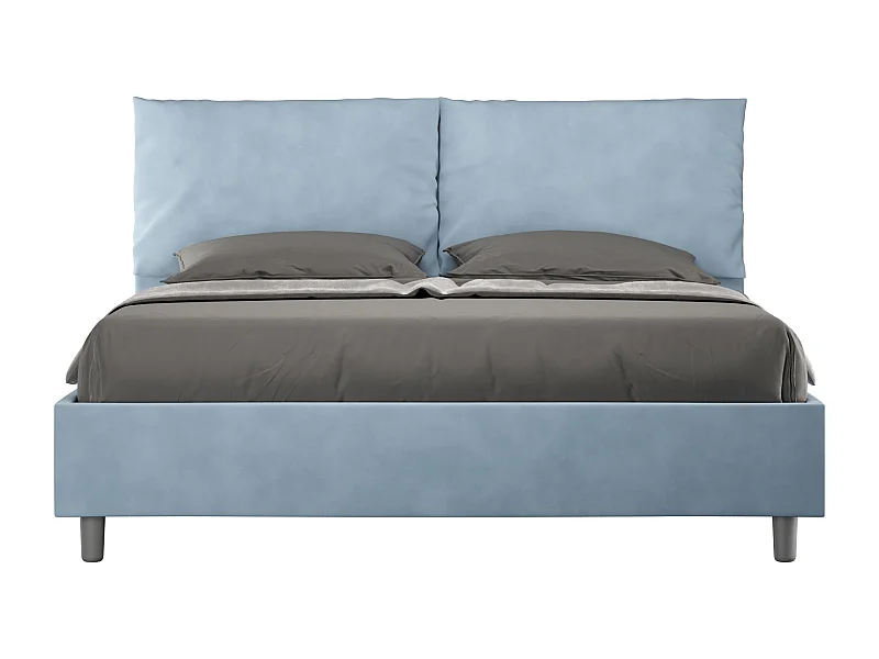 Gepolstertes Bett ohne Lattenrost 160x200 mit Mikrofaserbezug Himmelblau Antea