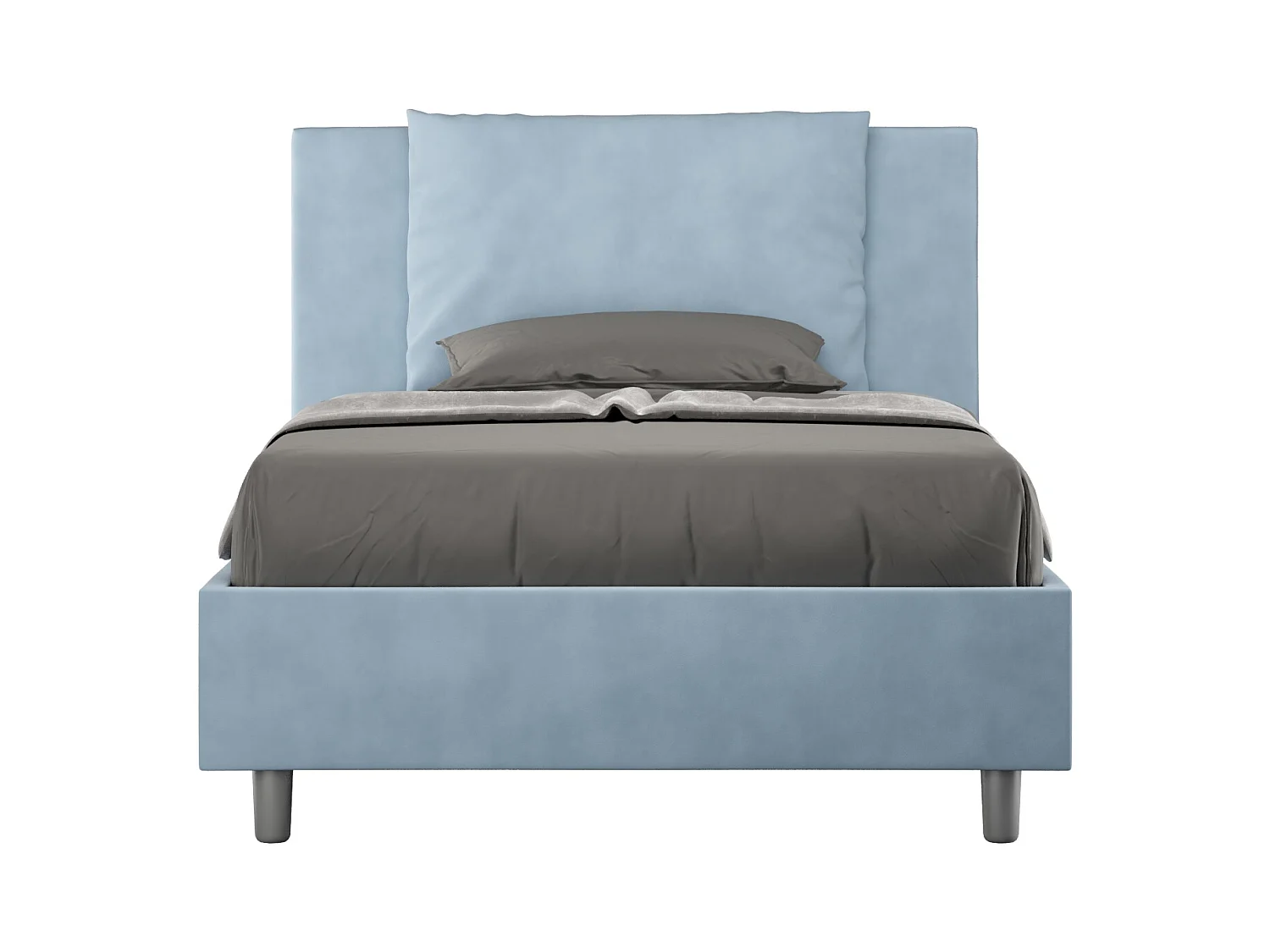 Lit 1 place et demi sans sommier rembourré 120x190 microfibre bleu clair Antea