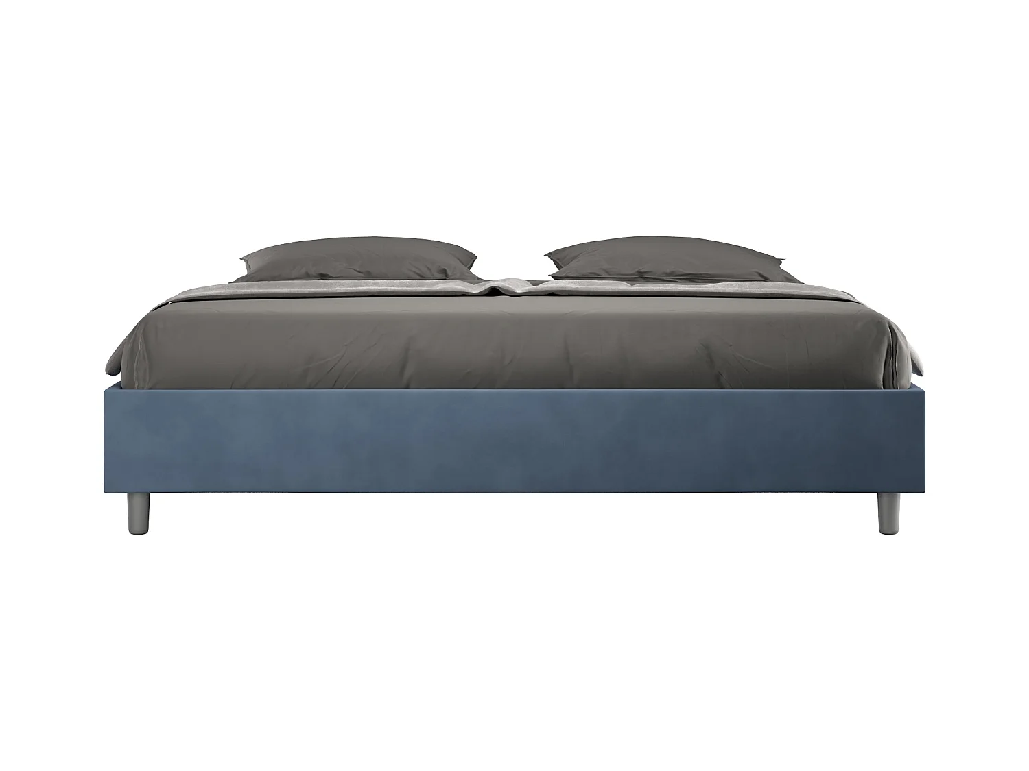 Lit avec sommier rembourré 180x210 microfibre bleu Azelia