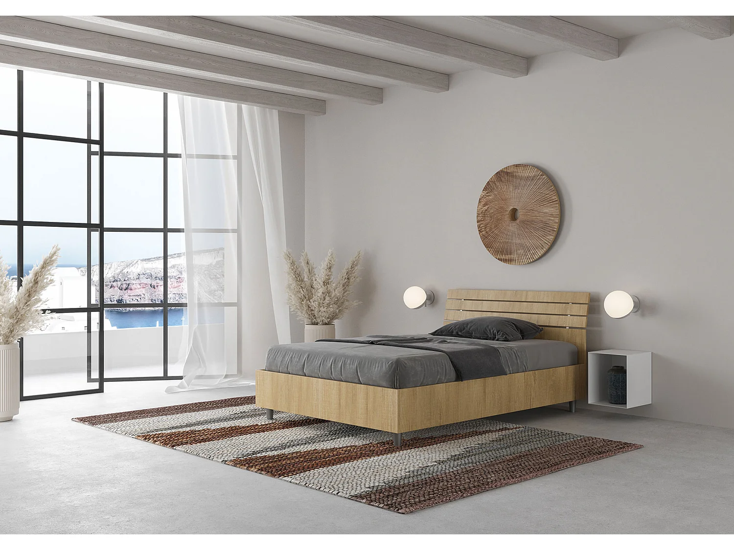 Bed zonder bedbodem Schuin hoofdeinde 120x200 met eikenhouten lattenbodem Enkel