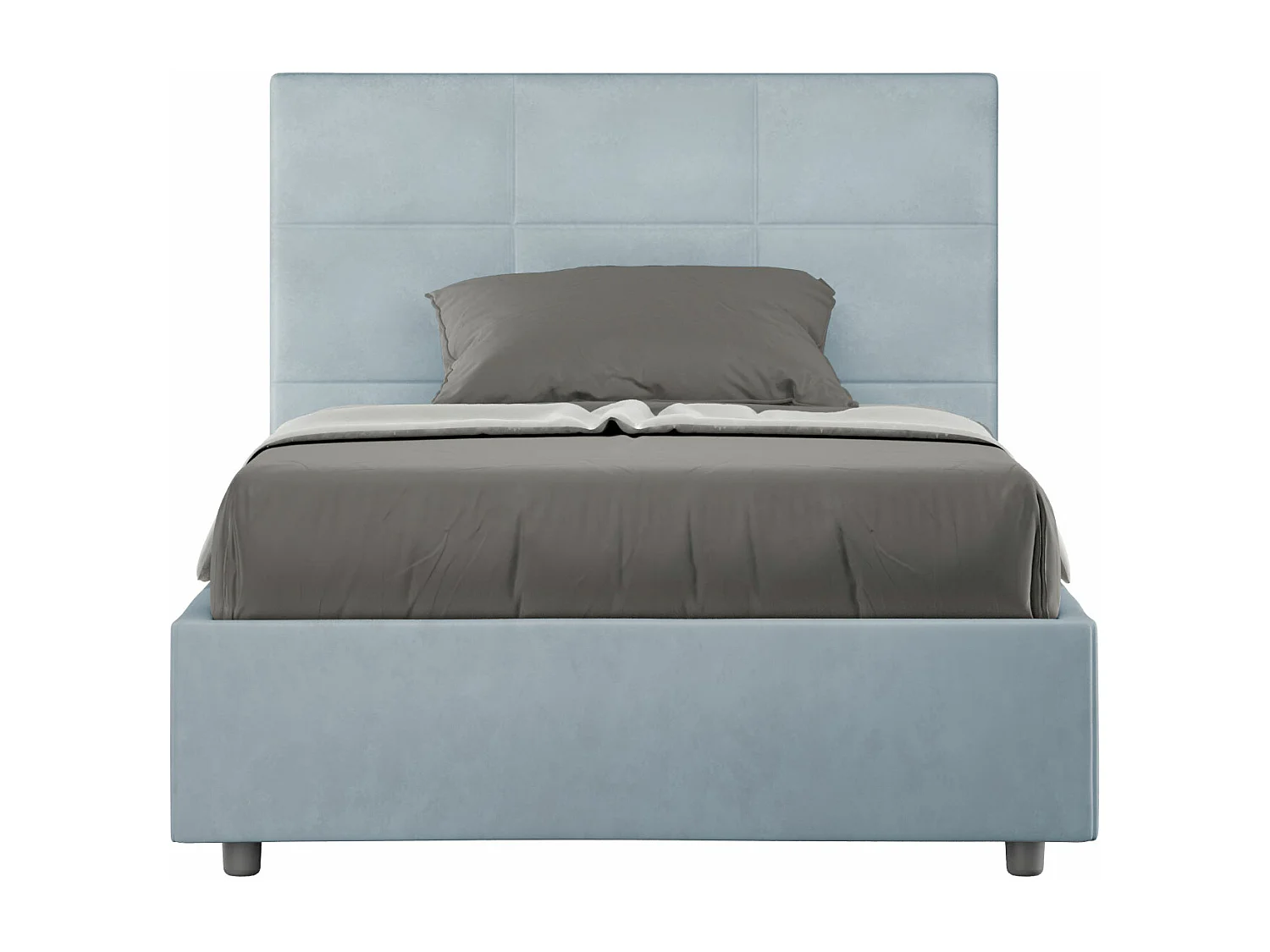 Letto con rete imbottito 120x200 microfibra azzurro Mika