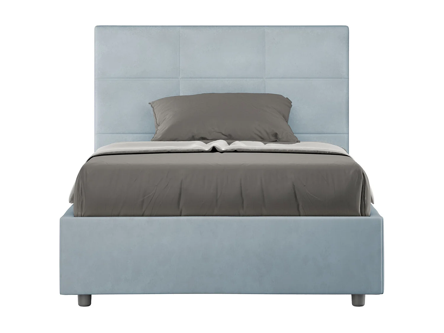 Letto con rete imbottito 120x200 microfibra azzurro Mika