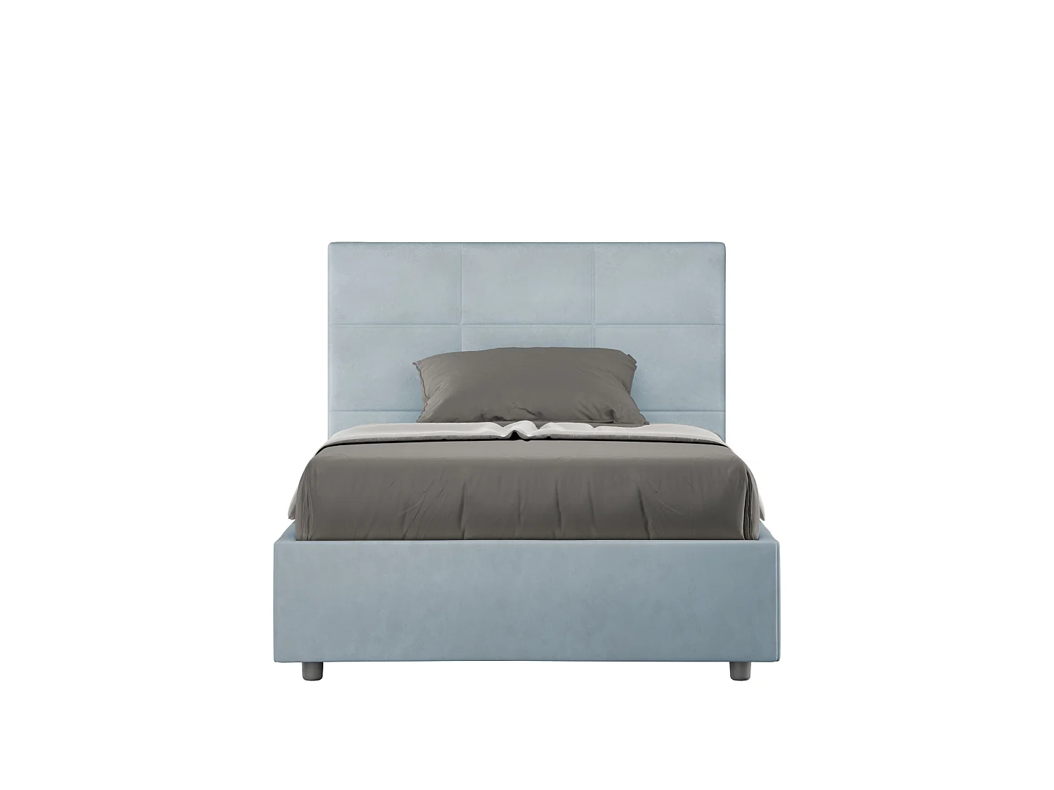 Cama de una plaza y medio con somier acolchada 120x200 microfibra azul claro Mika