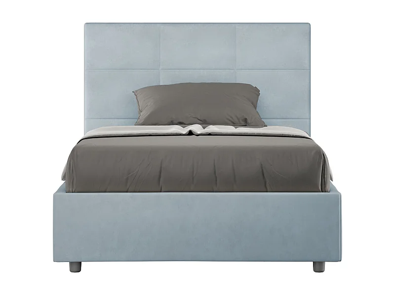 Letto con rete imbottito 120x190 microfibra azzurro Mika