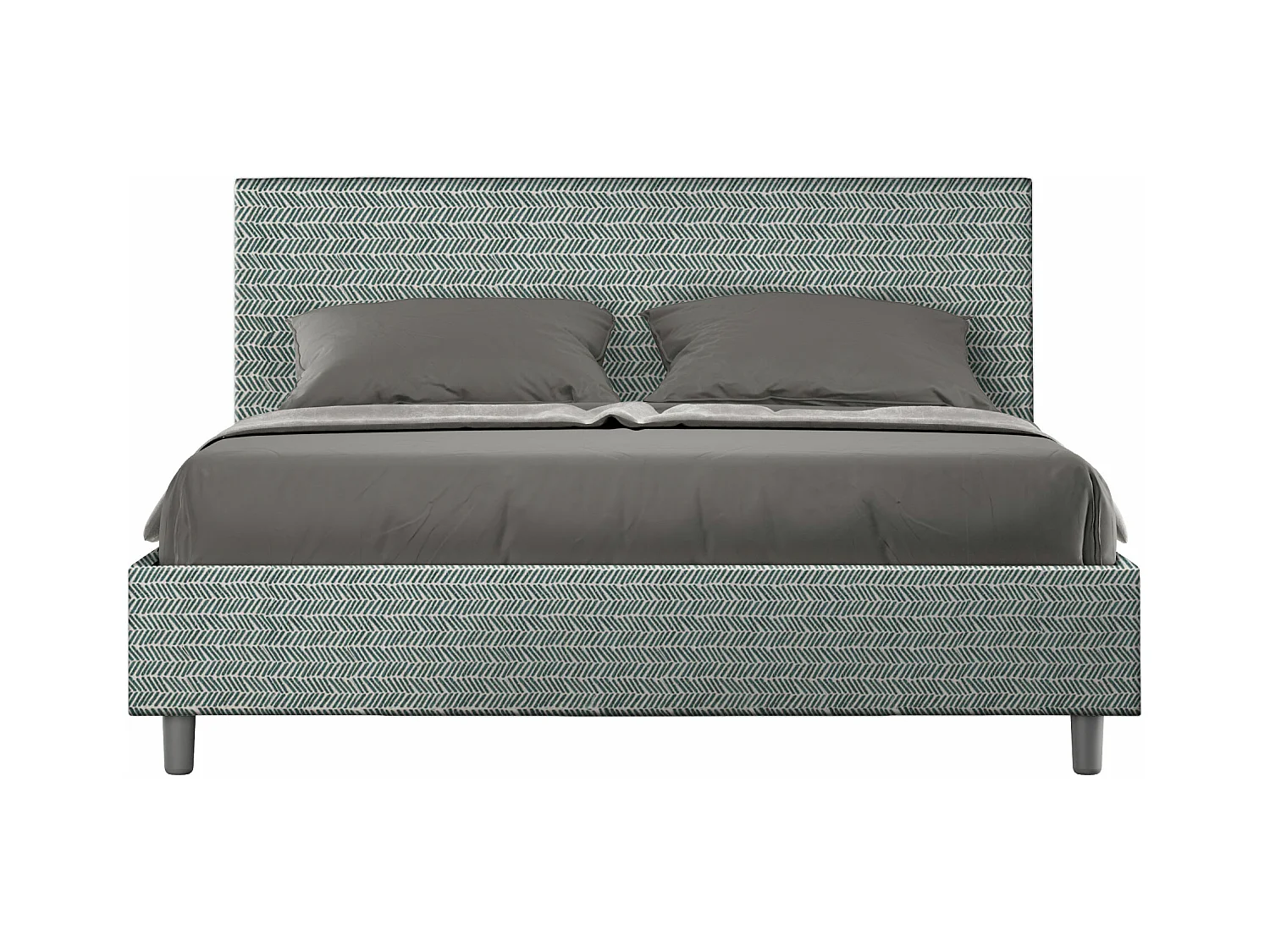 Lit sans sommier rembourré 160x200 tissu Aragona 7 bleu clair Adele