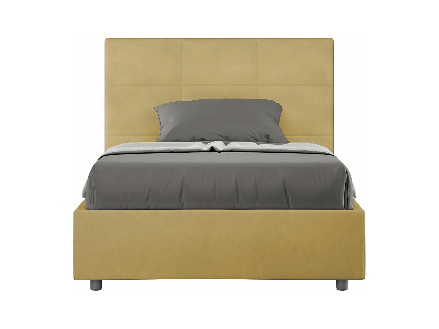 Lit 1 place et demi sans sommier rembourré 120x190 microfibre ocre Mika